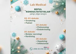 YANGI YILGA SOVGʻA — LAB MEDICAL klinikasida SHIFOKORLARNING BEPUL KONSULTATSIYALARI!